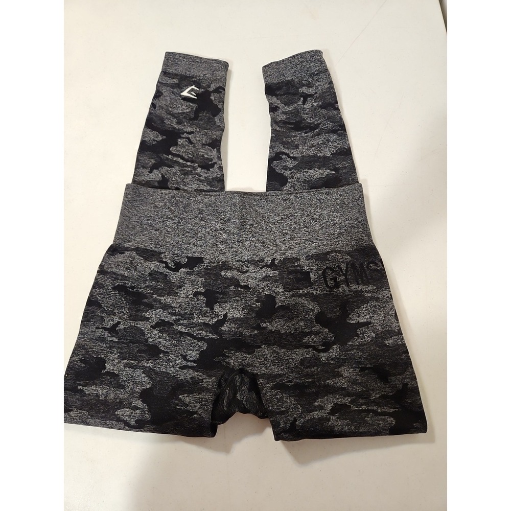Gymshark Adapt‎ Camo Seamless Leggings Butt Scrunch Black Size Small (1601